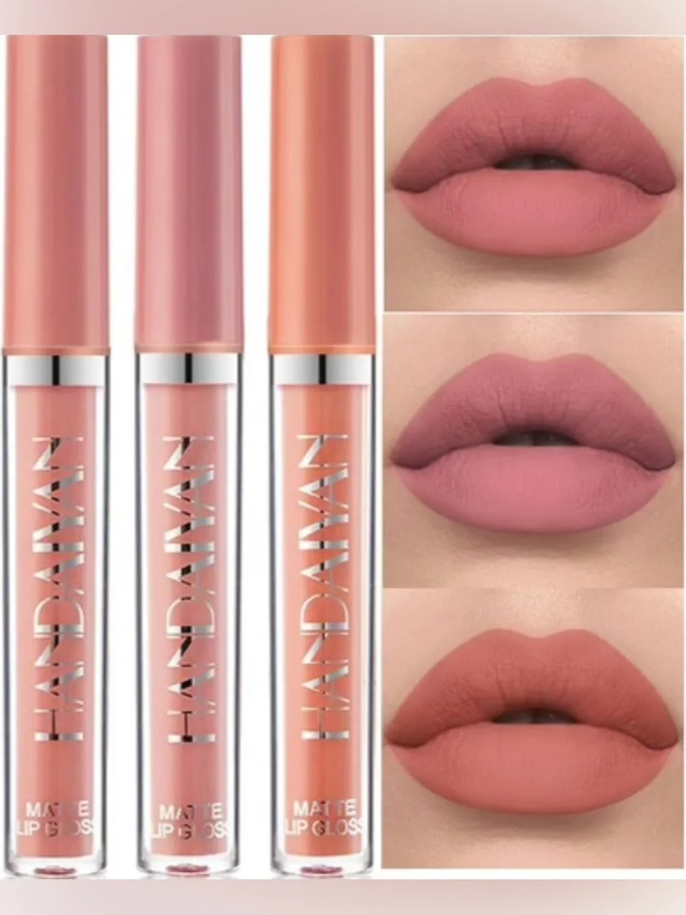 Luxe Velvet Matte Lipgloss Trio Handaiyan Lip Beauty Set Wristlet Makeup Bundle